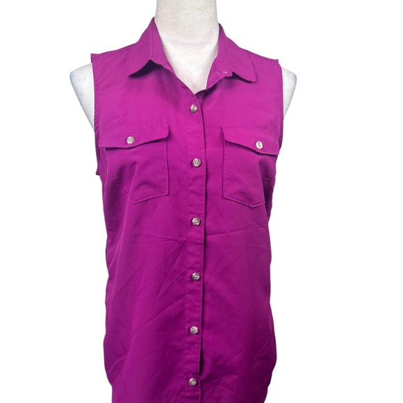 Eddie Bauer button down Sleeveless top Vented on side size medium - Picture 2 of 11